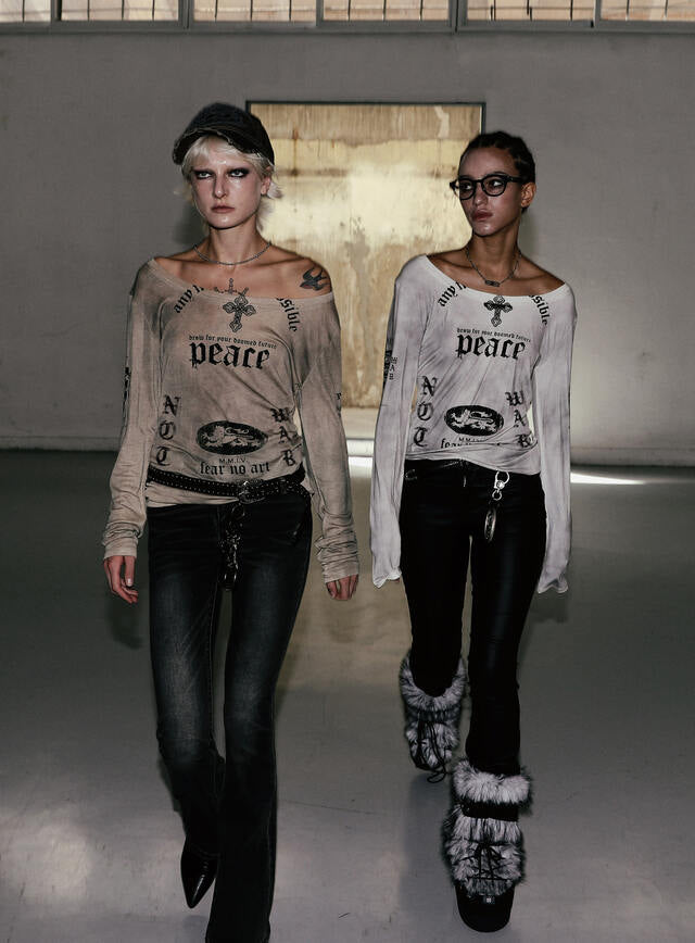 Peace Not War Loose Fit Tee - Dusty Beige
