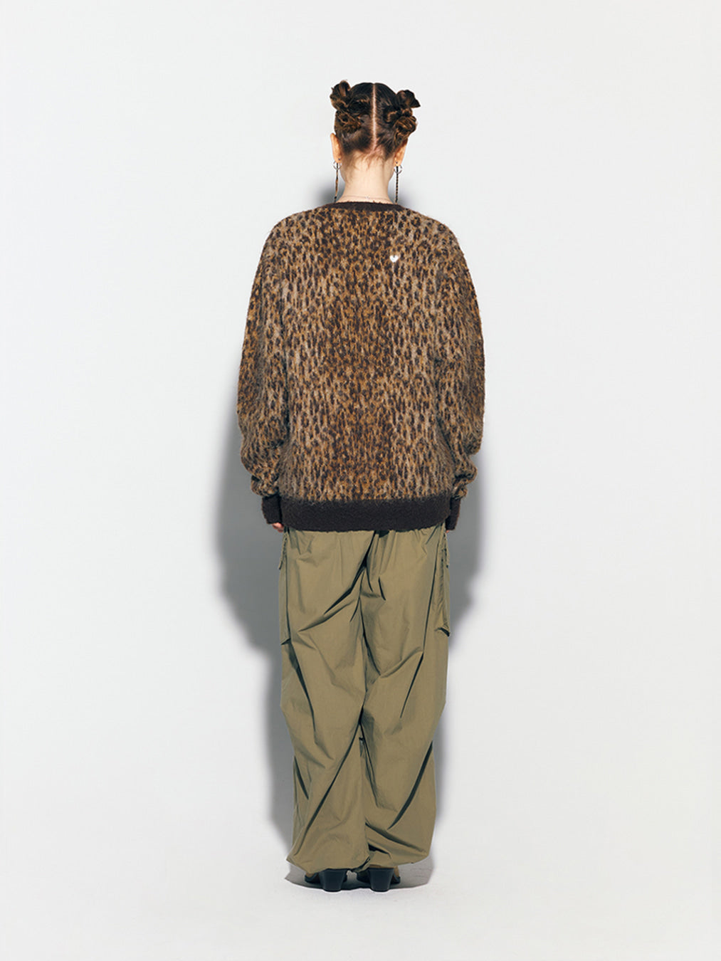 ASIFCALIE LEOPARD KNIT CARDIGAN BROWN