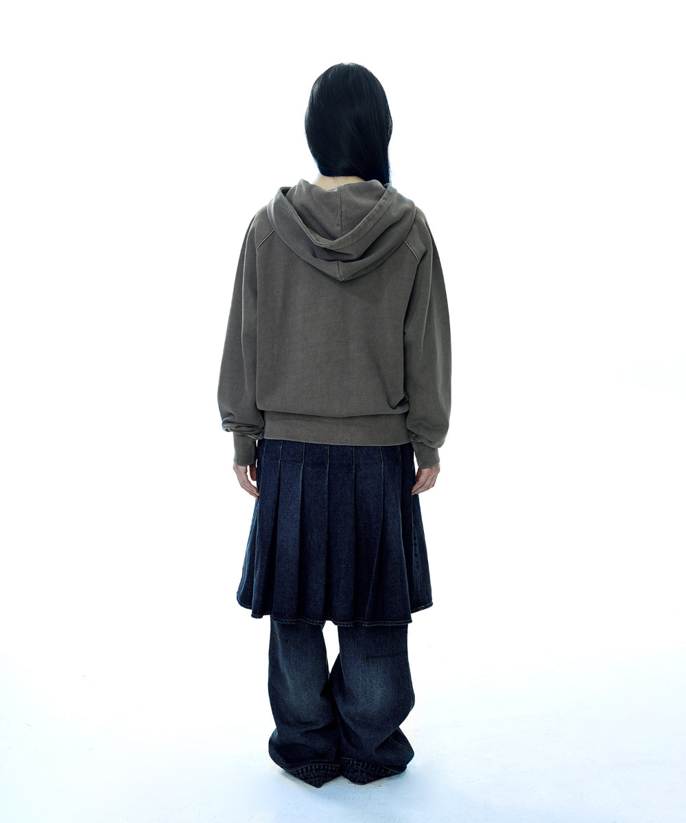 COYSEIO VINTAGE TAPE HOOD ZIP-UP ASH BROWN