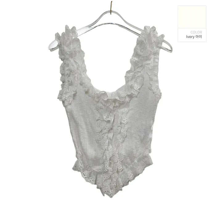 Lace frill sleeveless top