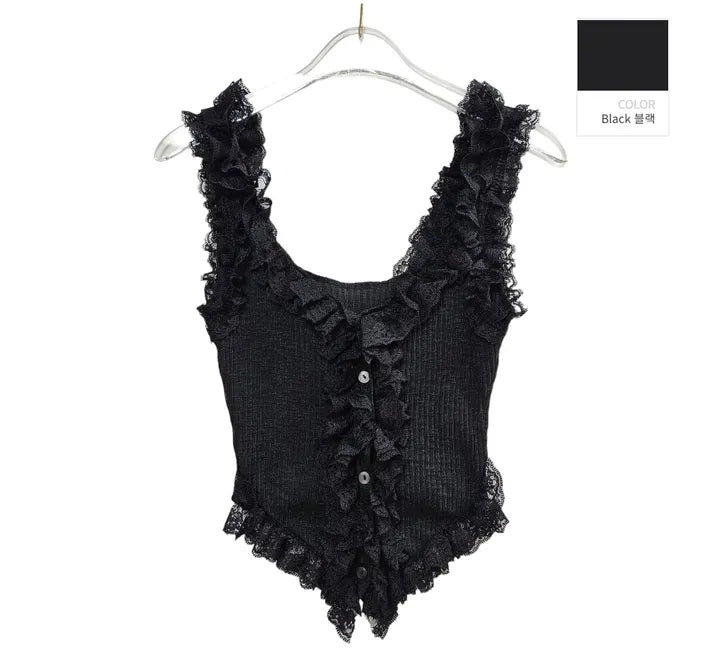 Lace frill sleeveless top
