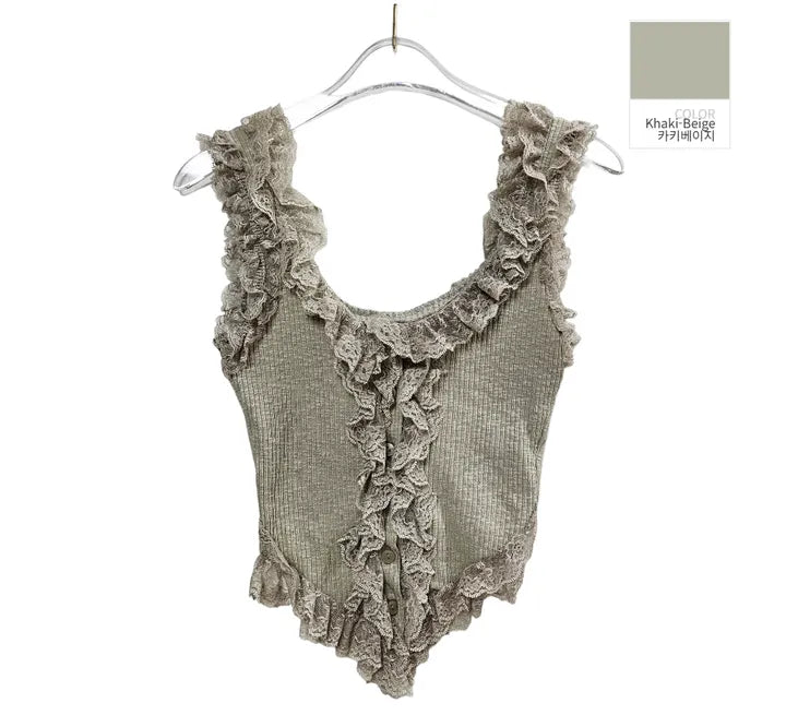 Lace frill sleeveless top