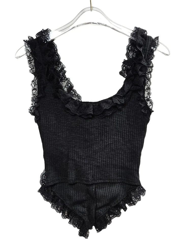 Lace frill sleeveless top