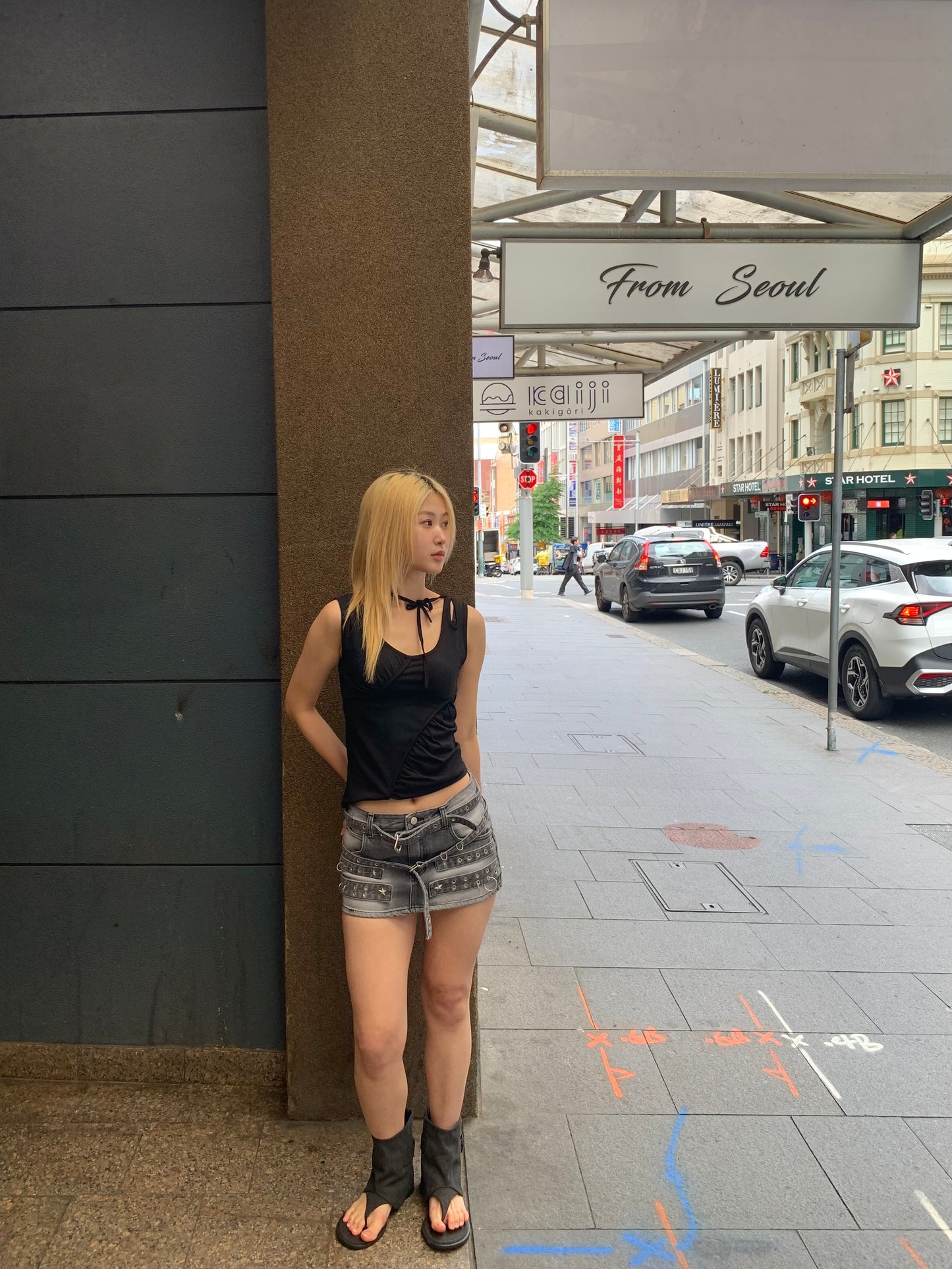 Shirring sleeveless top