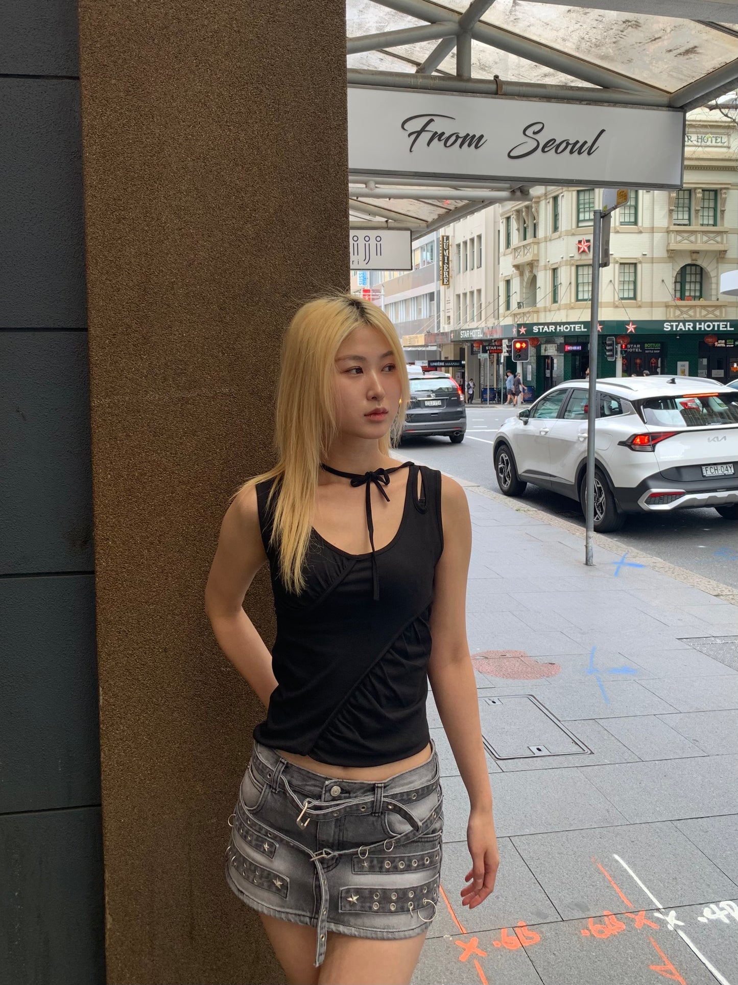 Shirring sleeveless top