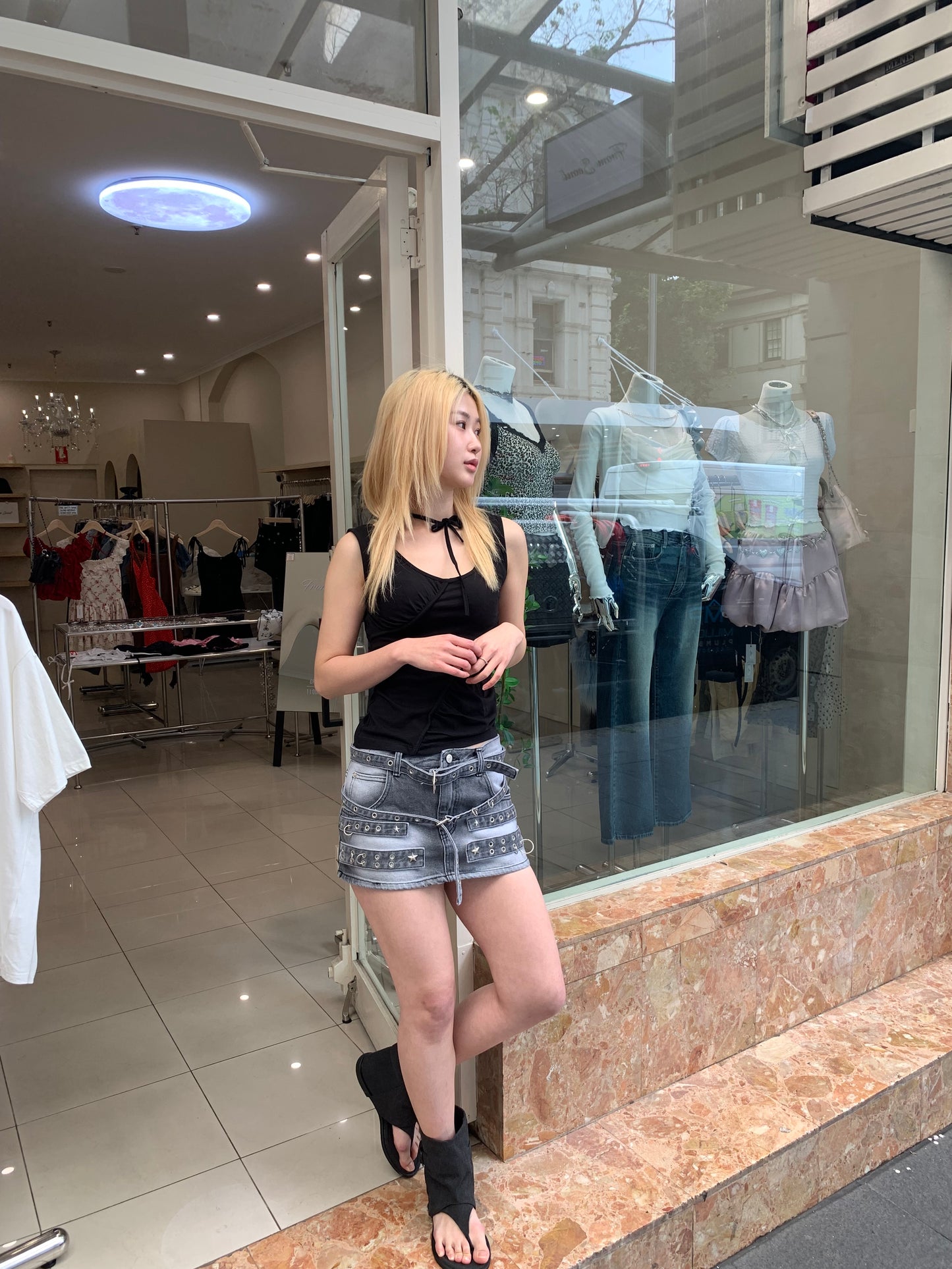 Shirring sleeveless top