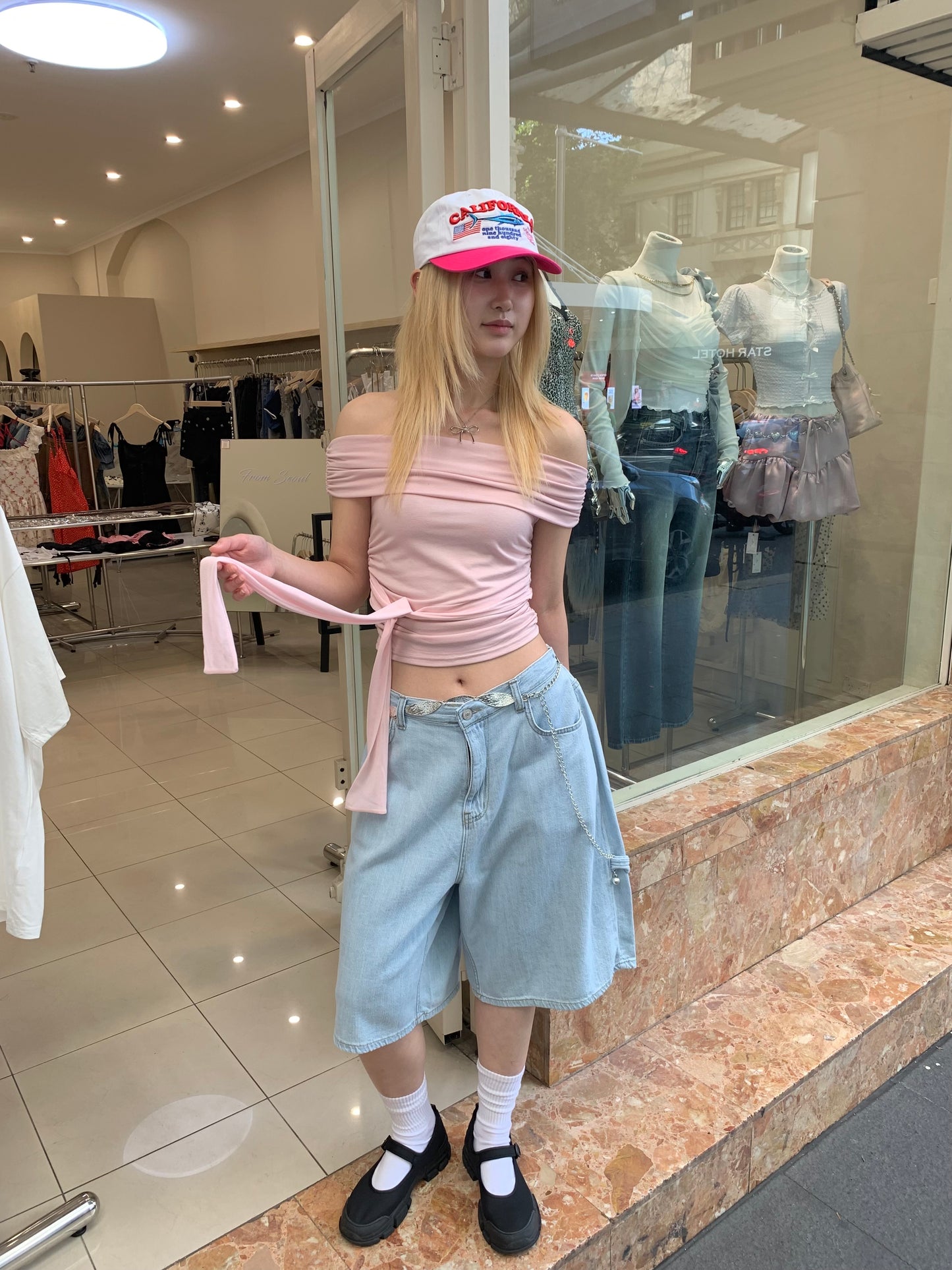 Linen bermuda jeans (unisex)