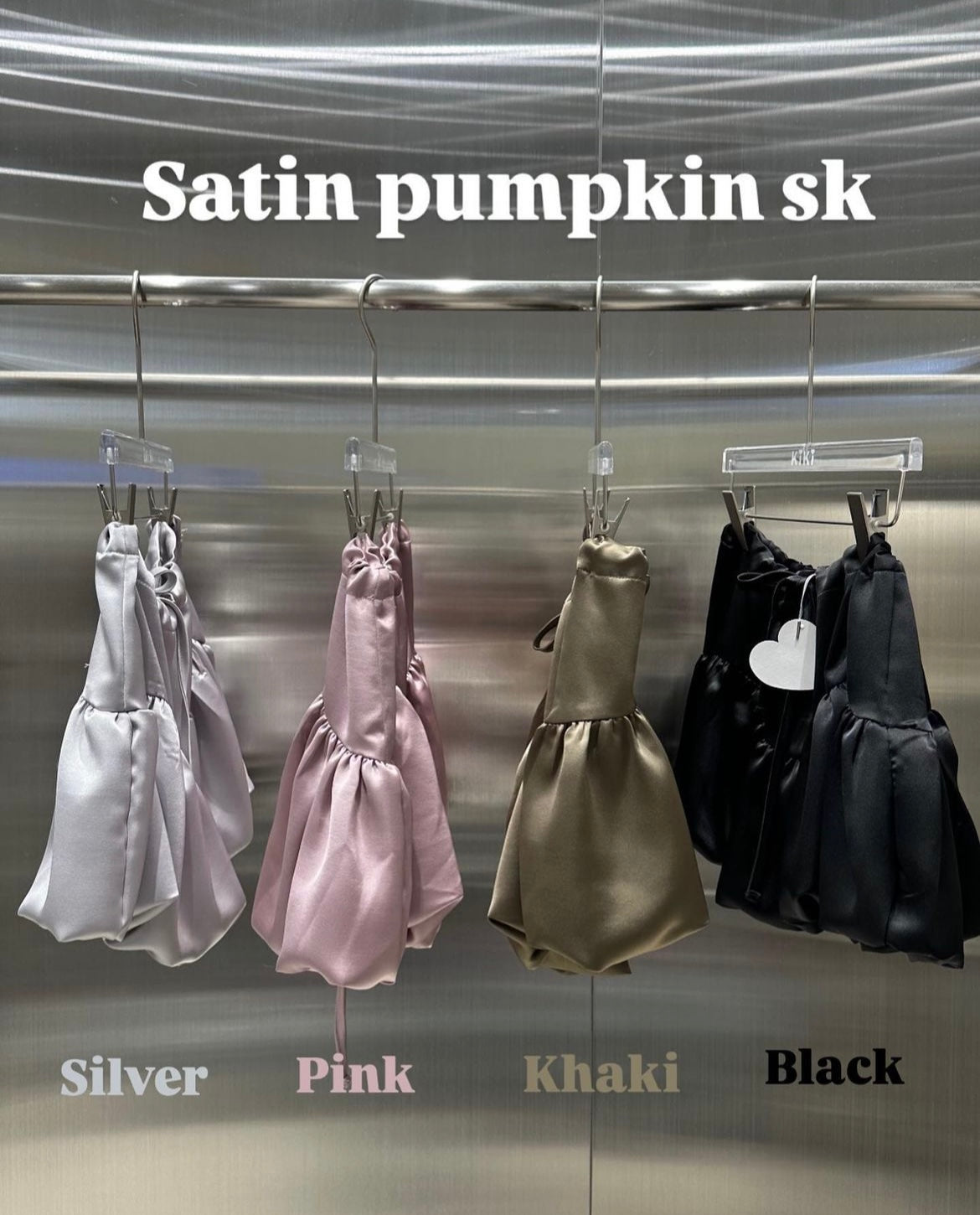 Satin pumpkin mini skirt