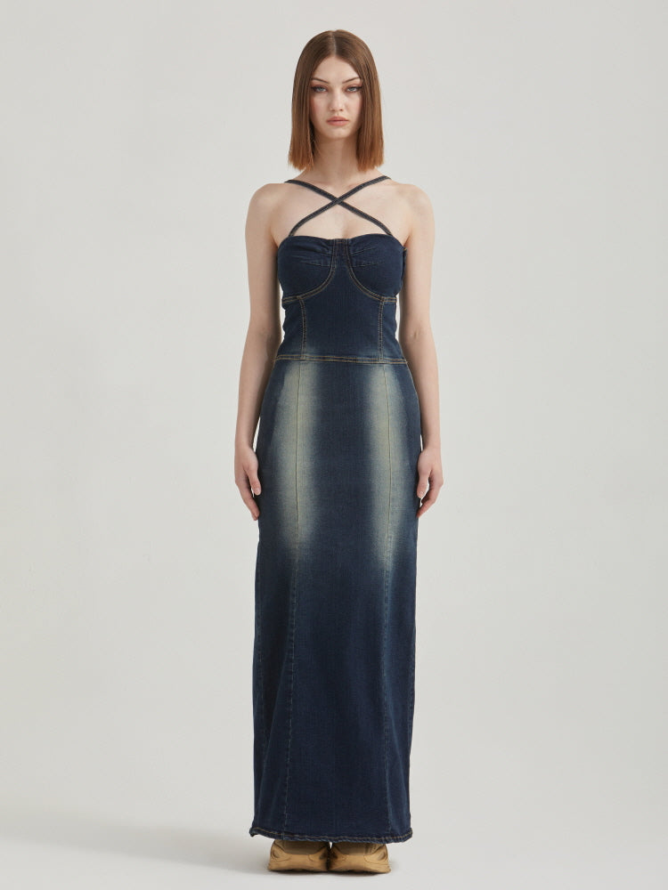 Denim slim dress