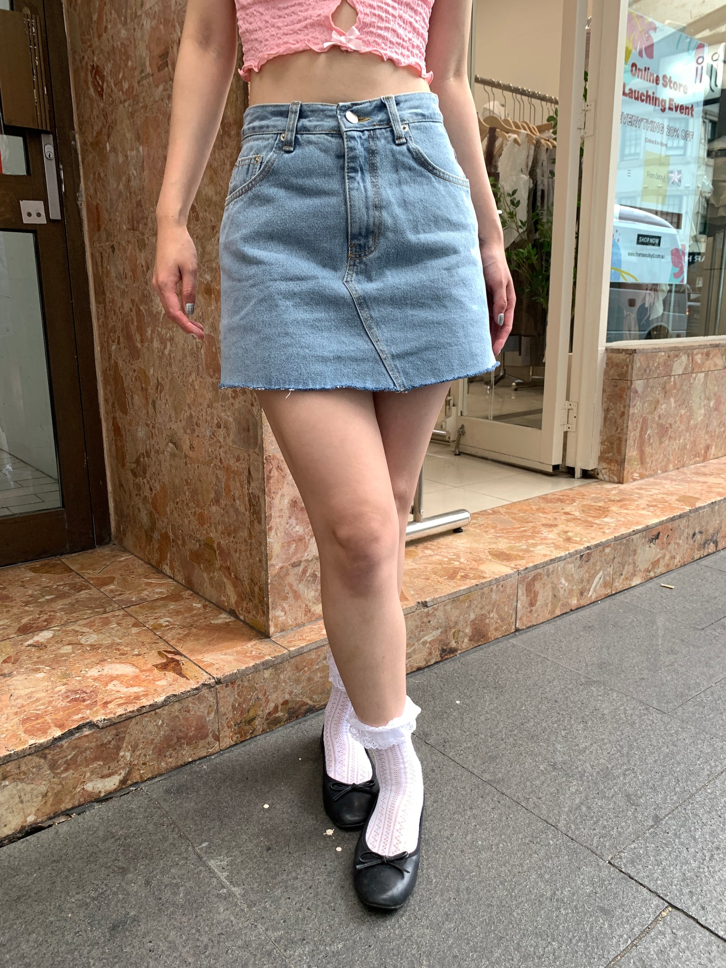 Denim mini skirts