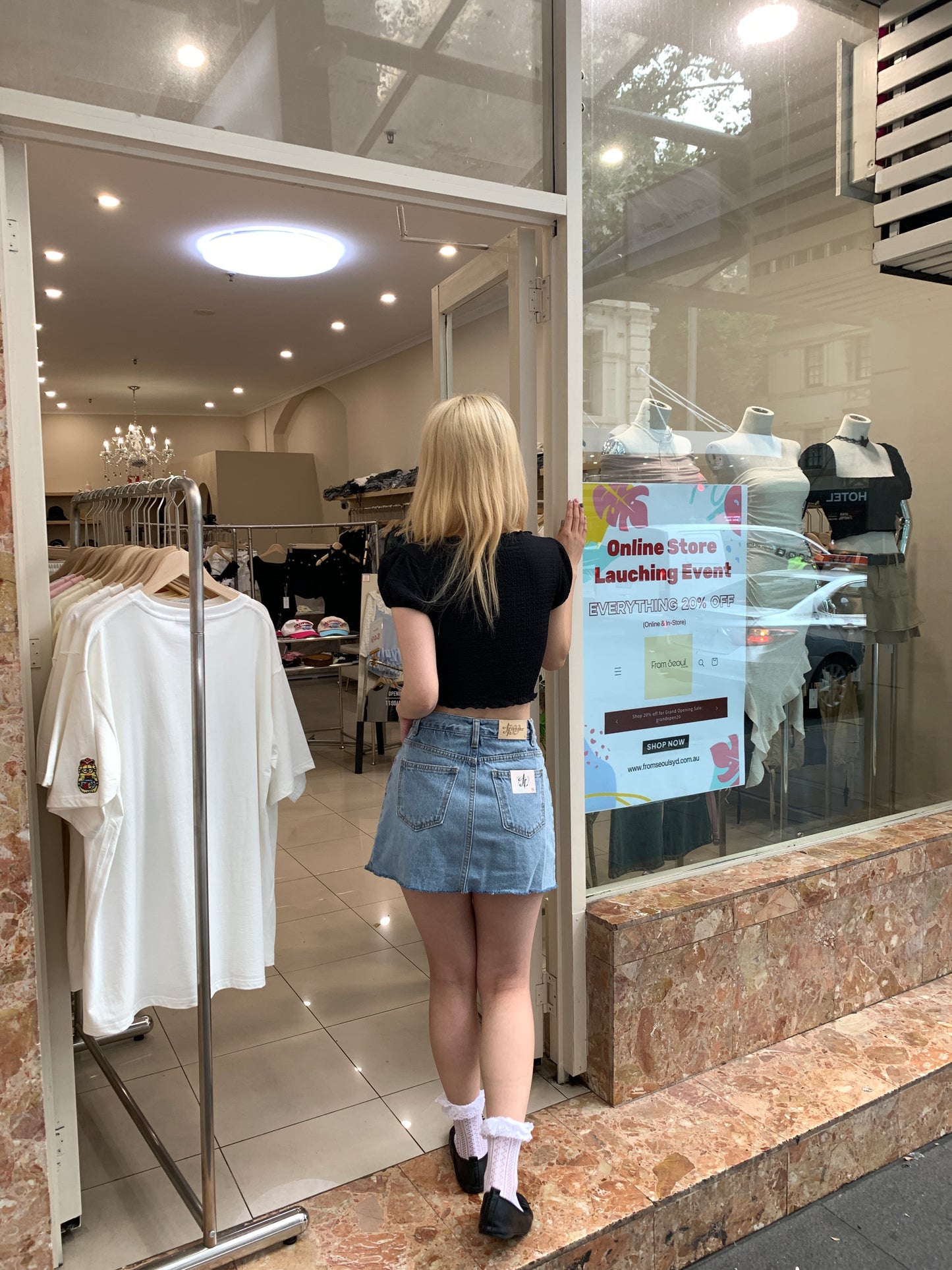 Denim mini skirts