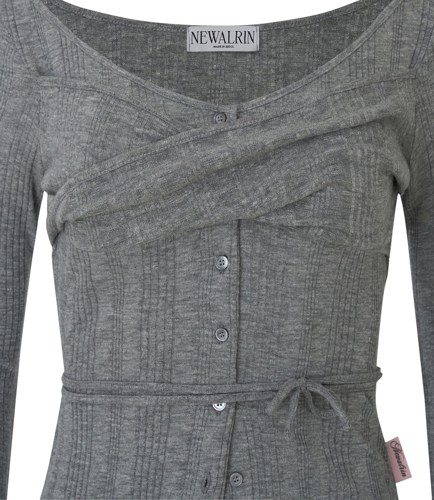 NEWALRIN ROSIE TWIST BOTTON TOP GREY/WHITE/BLACK/PINK