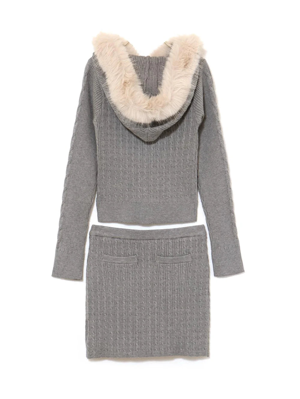 ANDMARY REO FUR KNIT SET UP GREY