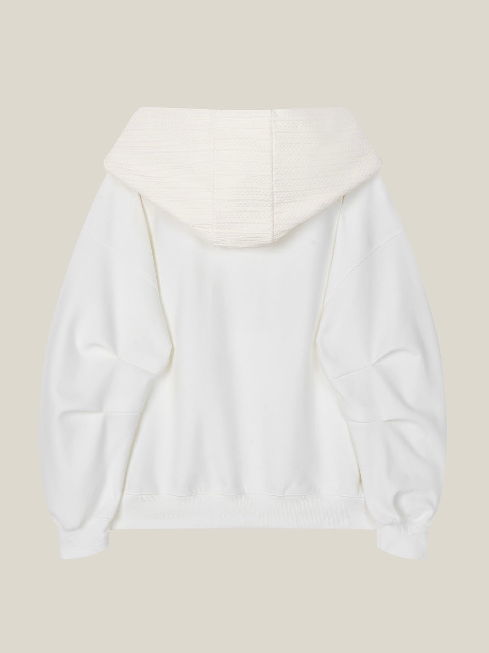THETIS TWO-WAY RIBBON OFF SHOULDER HOODIE WHITE [SOMI, IAN WEARS]