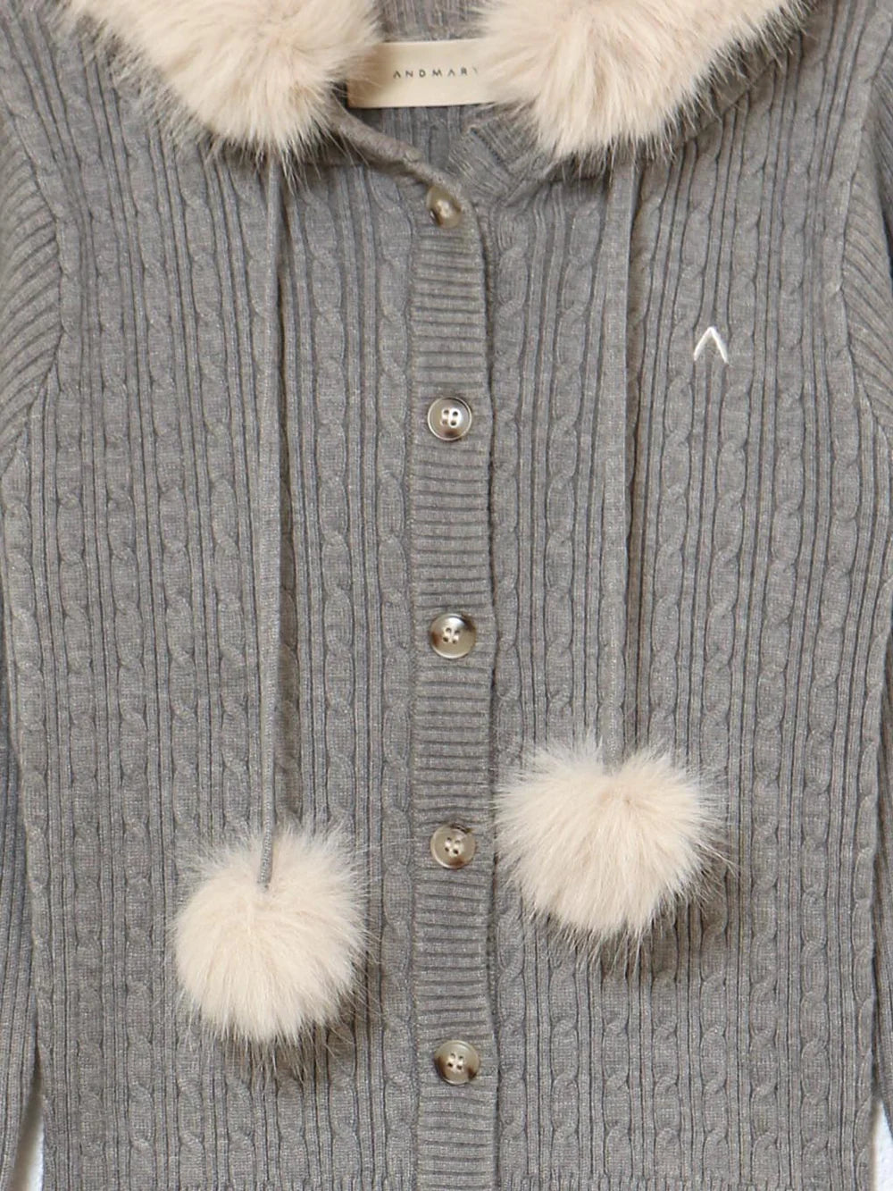 ANDMARY REO FUR KNIT SET UP GREY