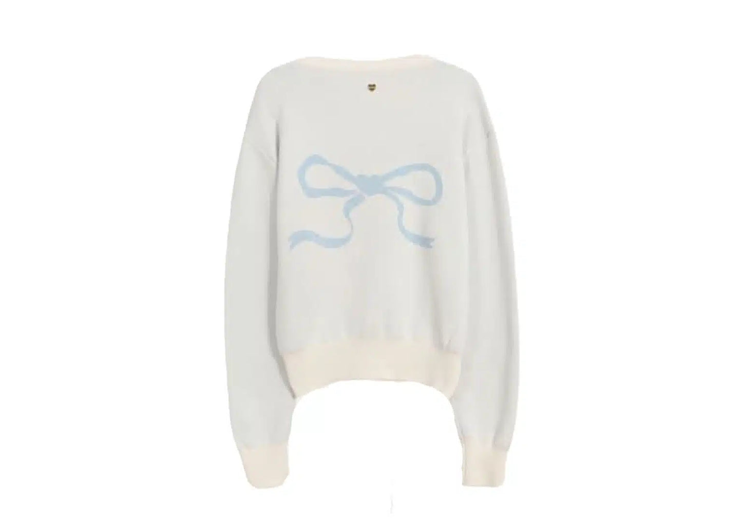 RONRON HEART RIBBON JACQUARD KNIT CARDIGAN BLUE/RED