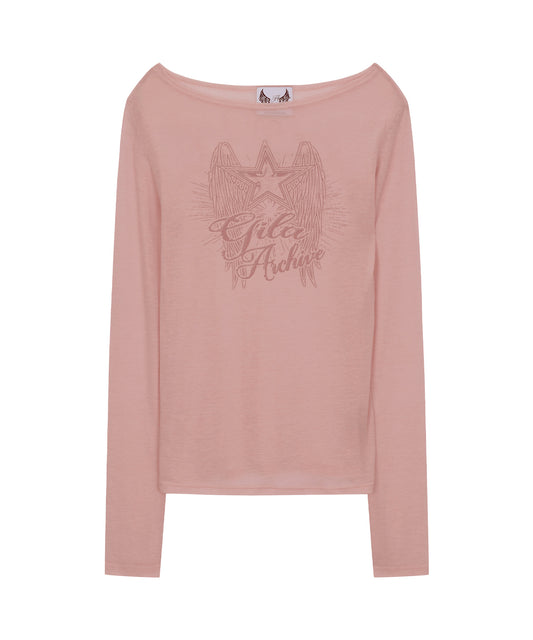 GILAARCHIVE STAR WING SHEER LONG SLEEVE PINK [JISOO WEARS]