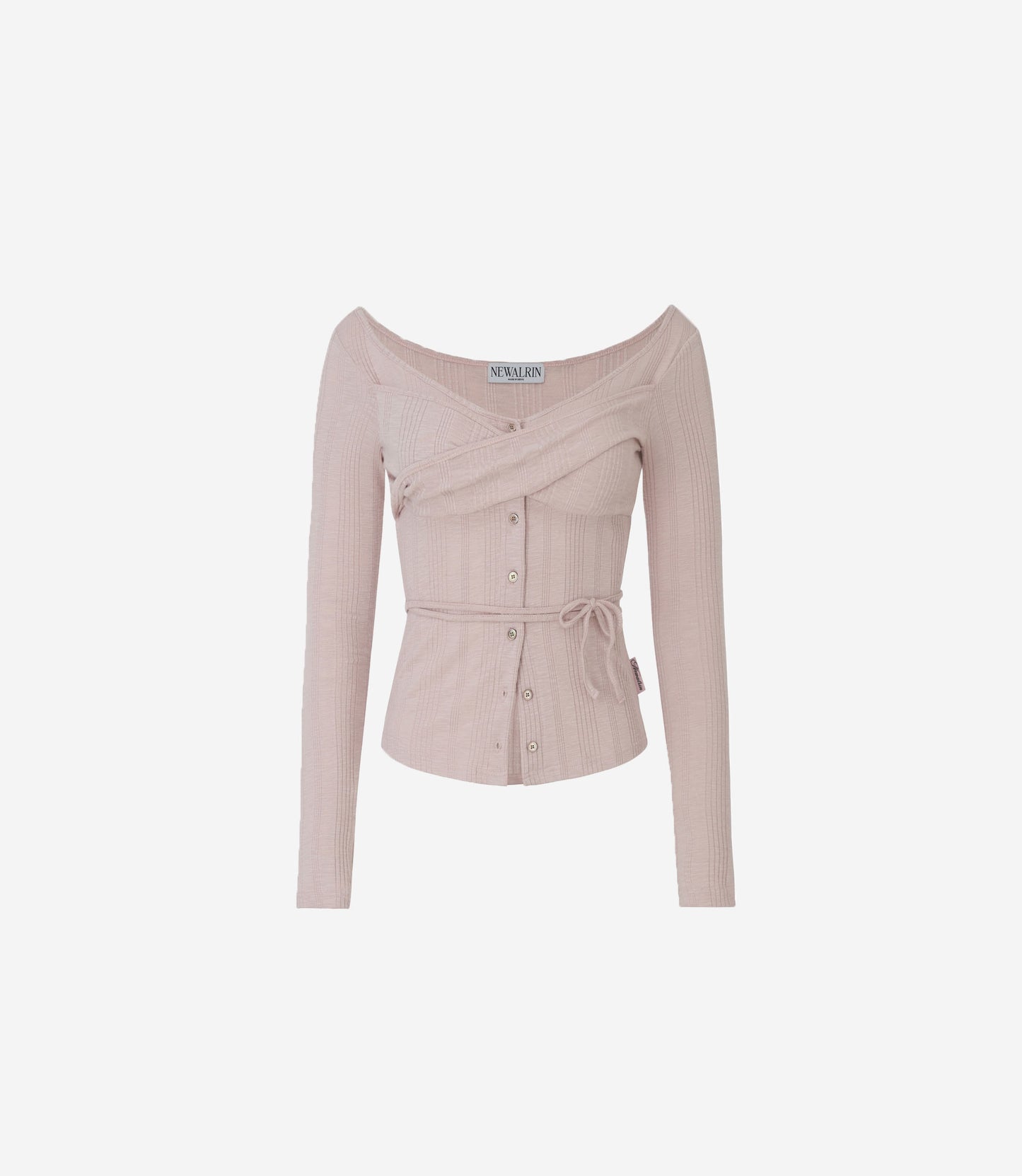 NEWALRIN ROSIE TWIST BOTTON TOP GREY/WHITE/BLACK/PINK