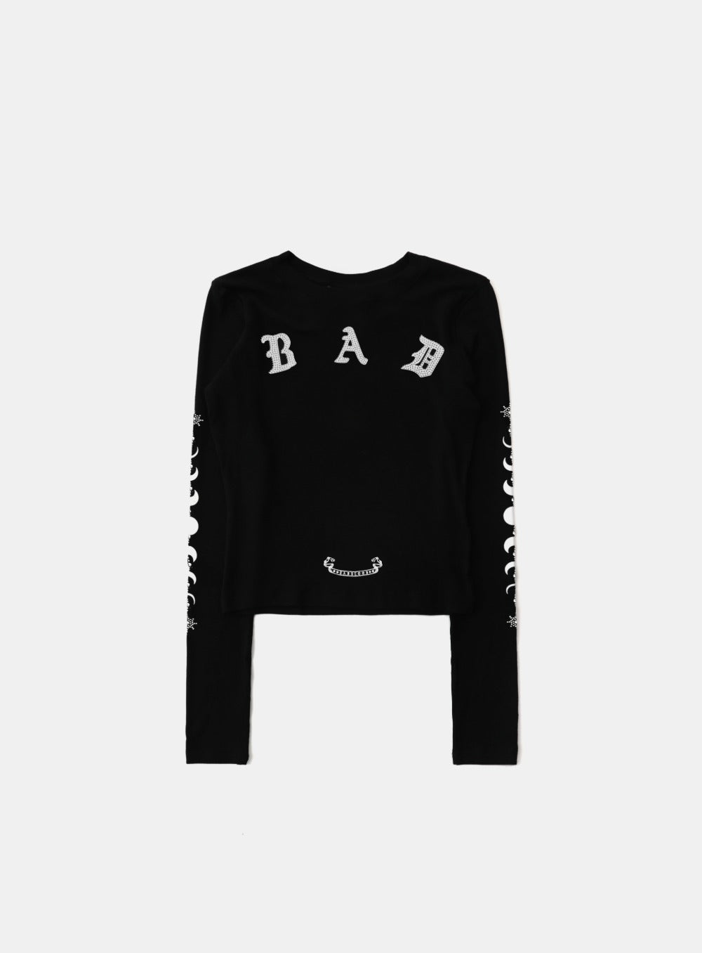 Mystic Rhinestone Logo Jersey Slim Long Sleeve - Black