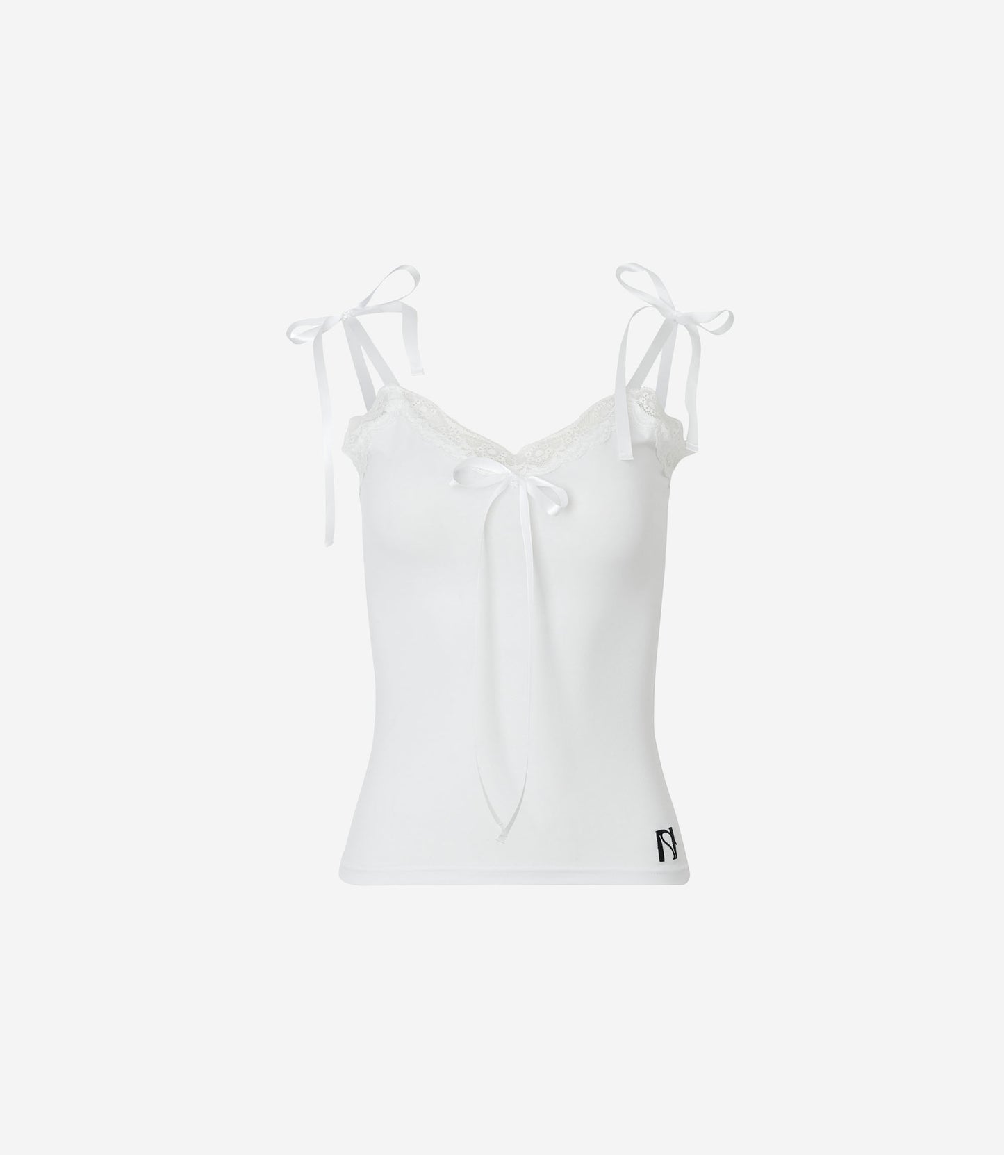 NEWALRIN RIBBON LACE SLEEVELESS TOP GREY/WHITE/BLACK
