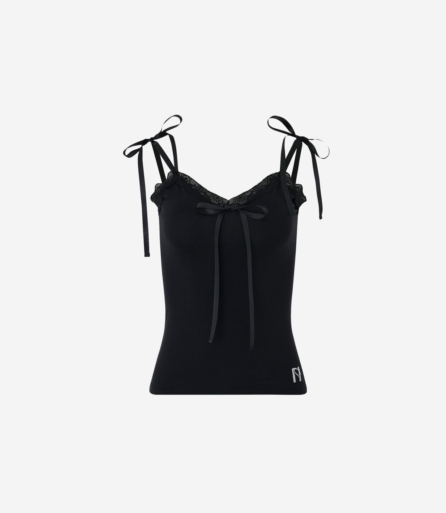 NEWALRIN RIBBON LACE SLEEVELESS TOP GREY/WHITE/BLACK