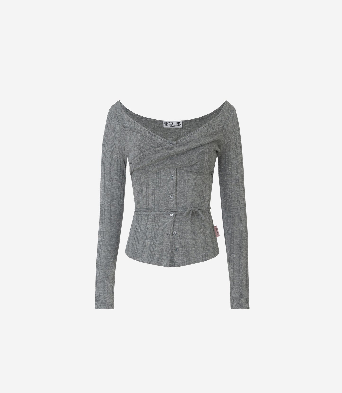 NEWALRIN ROSIE TWIST BOTTON TOP GREY/WHITE/BLACK/PINK