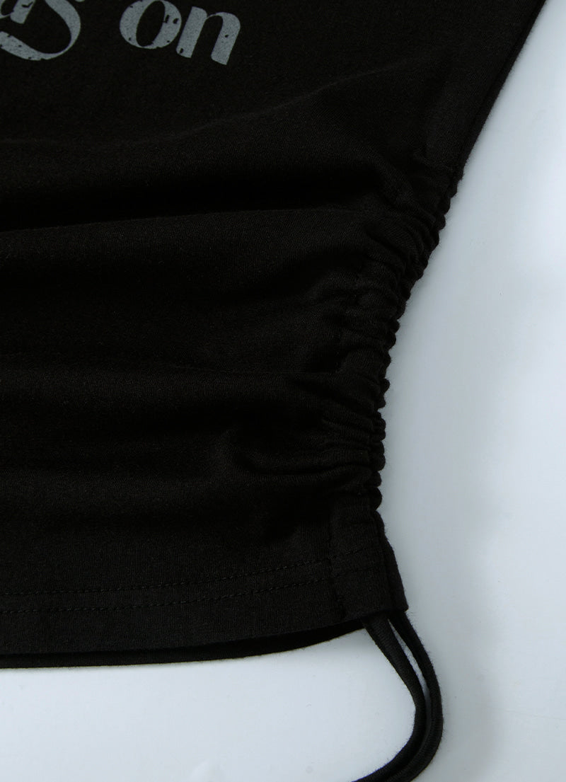 ASON BLACHE SHIRRING TEE BLACK