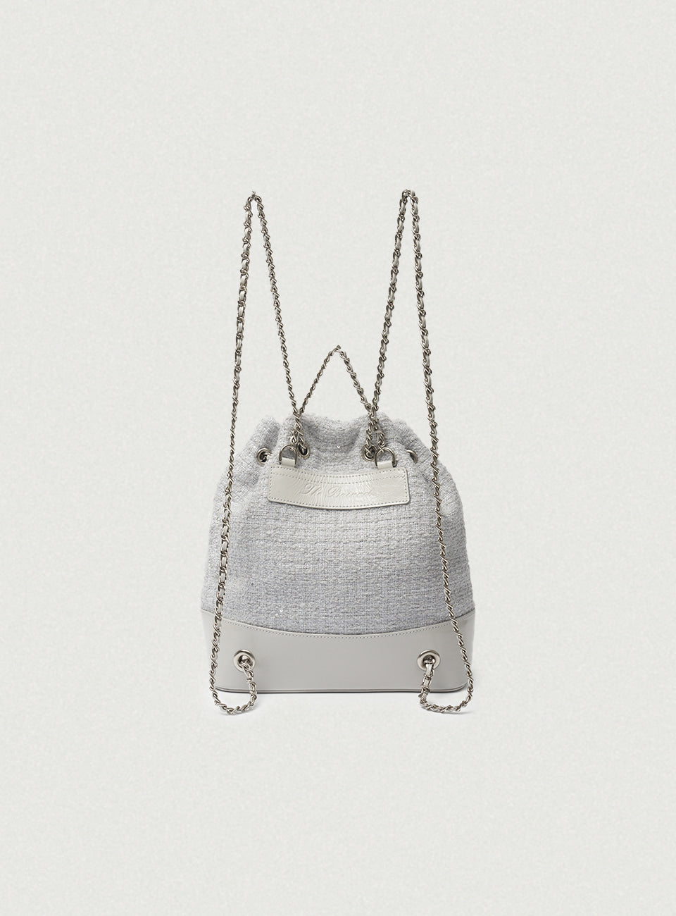 THEBARNNET TWEED DRAWSTRING CHAIN BACKPACK MINT