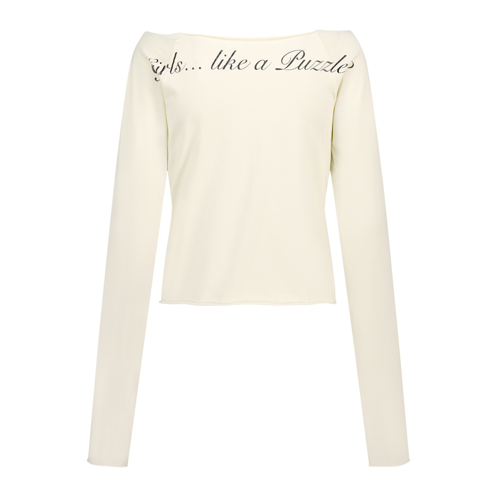 FAERIE CROSS HEART CUT OFF T SHIRT CREAM/PINK/BROWN [ILLIT WEARS]