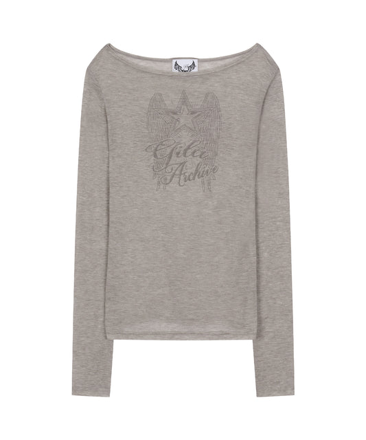 GILAARCHIVE STAR WING SHEER LONG SLEEVE GREY [NATTY WEARS]