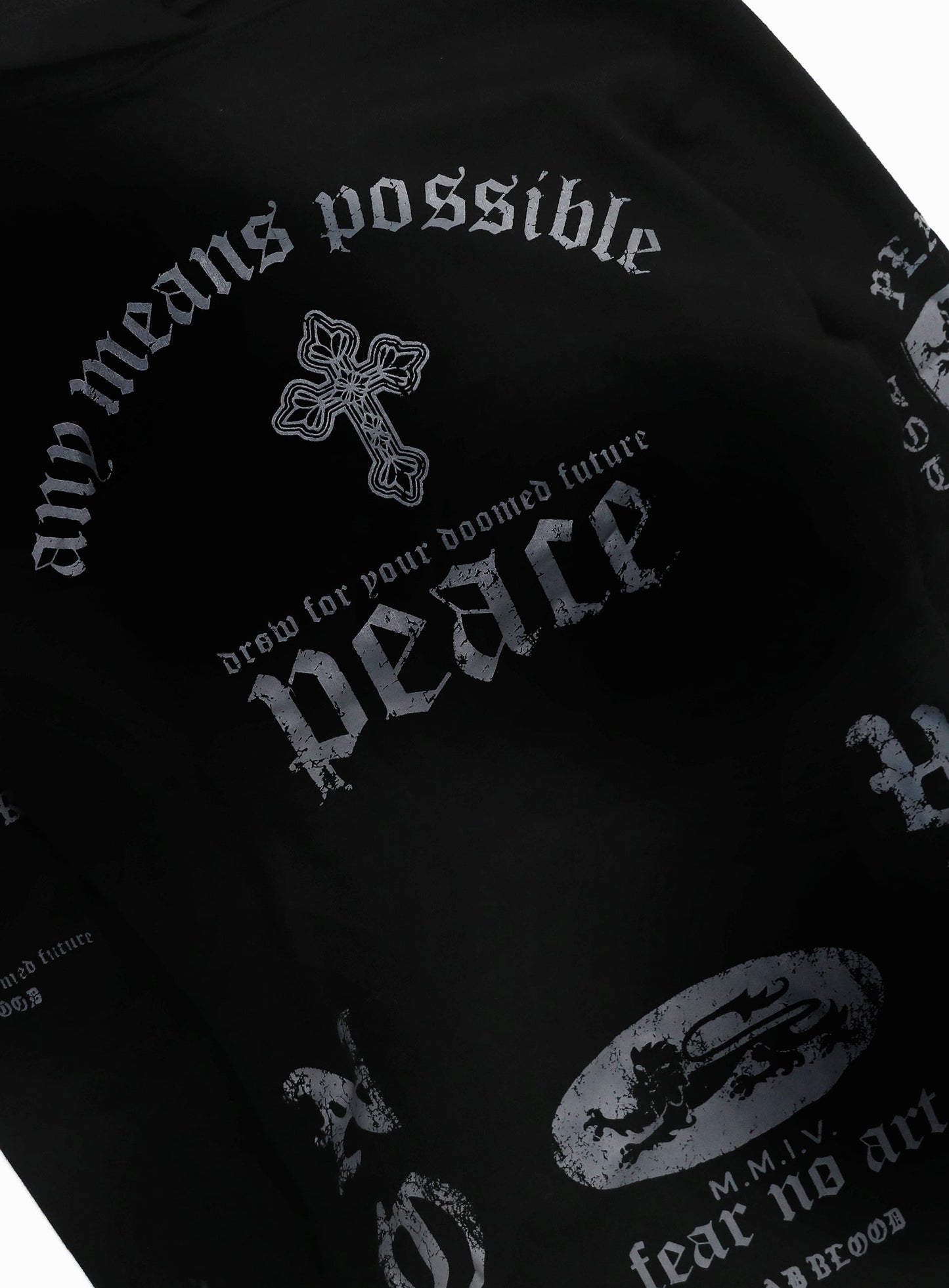 Peace Not War Slim Cutout Hoodie - Black