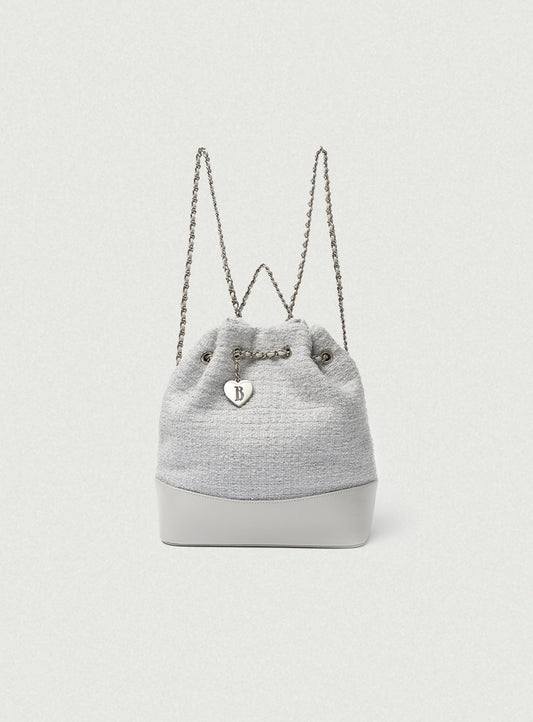 THEBARNNET TWEED DRAWSTRING CHAIN BACKPACK MINT