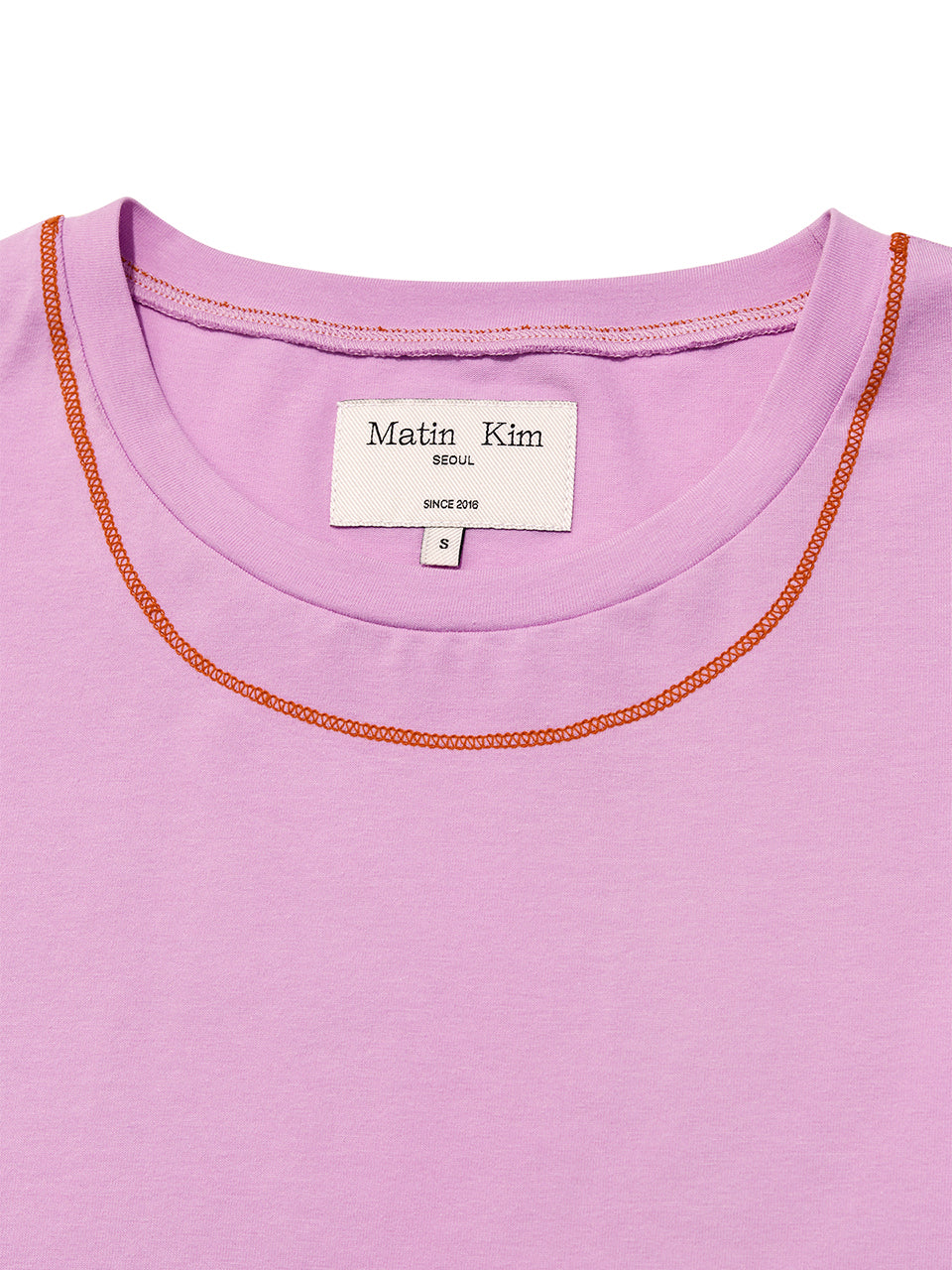 MATINKIM STITCH POINT SMALL LOGO TOP PINK