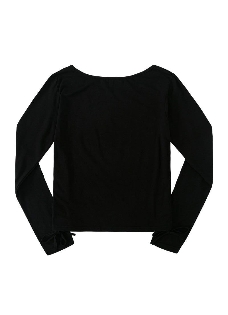 ASON BLACHE SHIRRING TEE BLACK