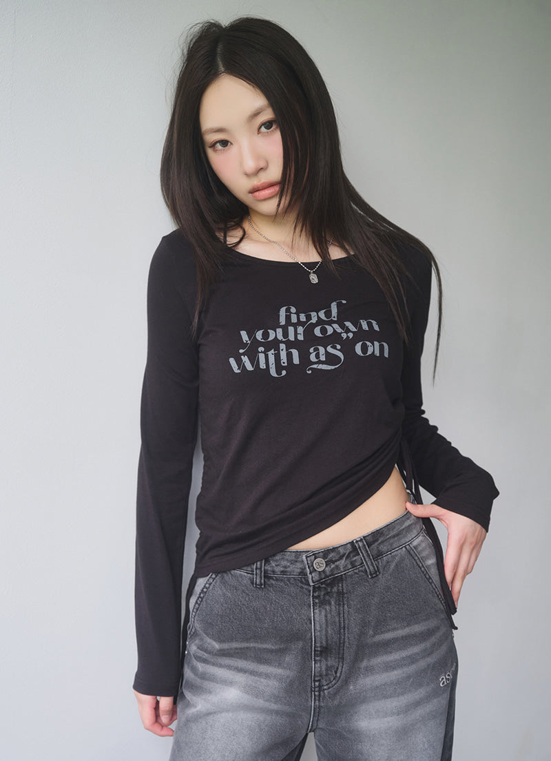 ASON BLACHE SHIRRING TEE BLACK