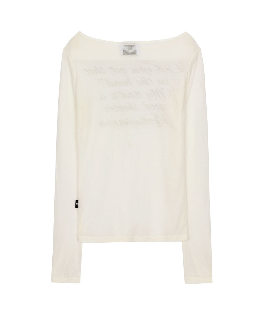 GILAARCHIVE LETTERING SHEER LONG SLEEVE WHITE [JENNIE WEARS]