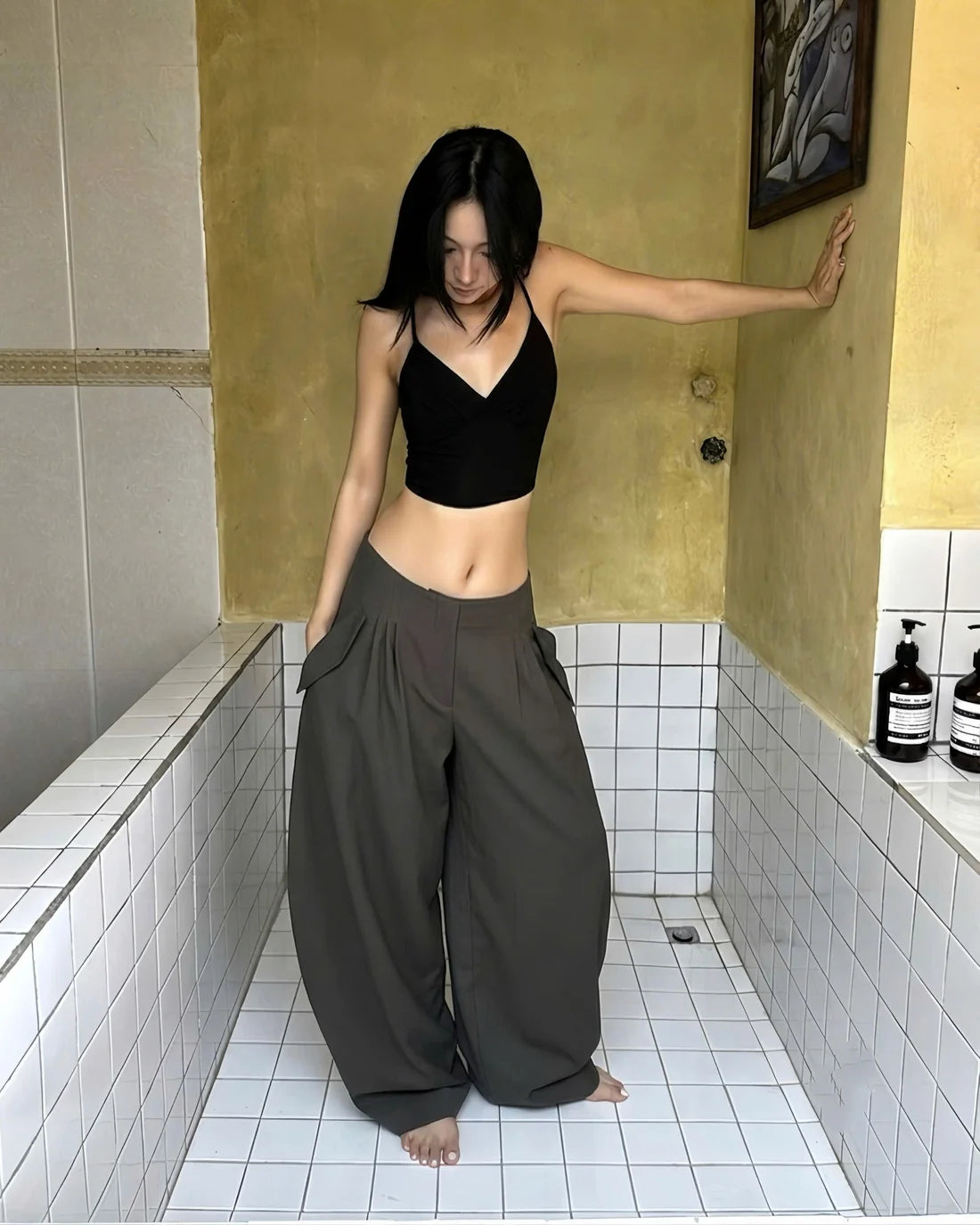 IUE STUDIO MATCHA CROISSANT BAGGY PANTS