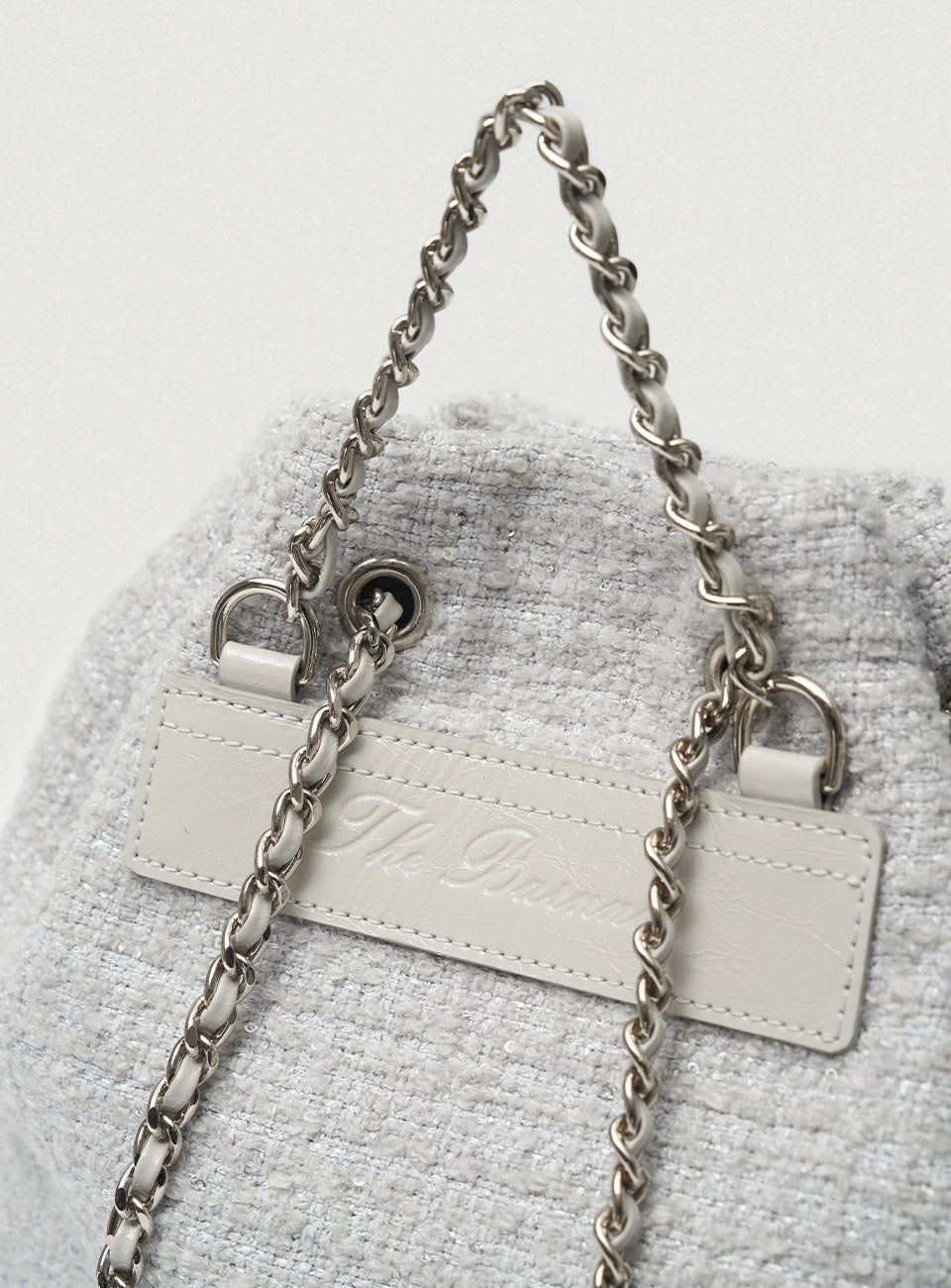 THEBARNNET TWEED DRAWSTRING CHAIN BACKPACK MINT