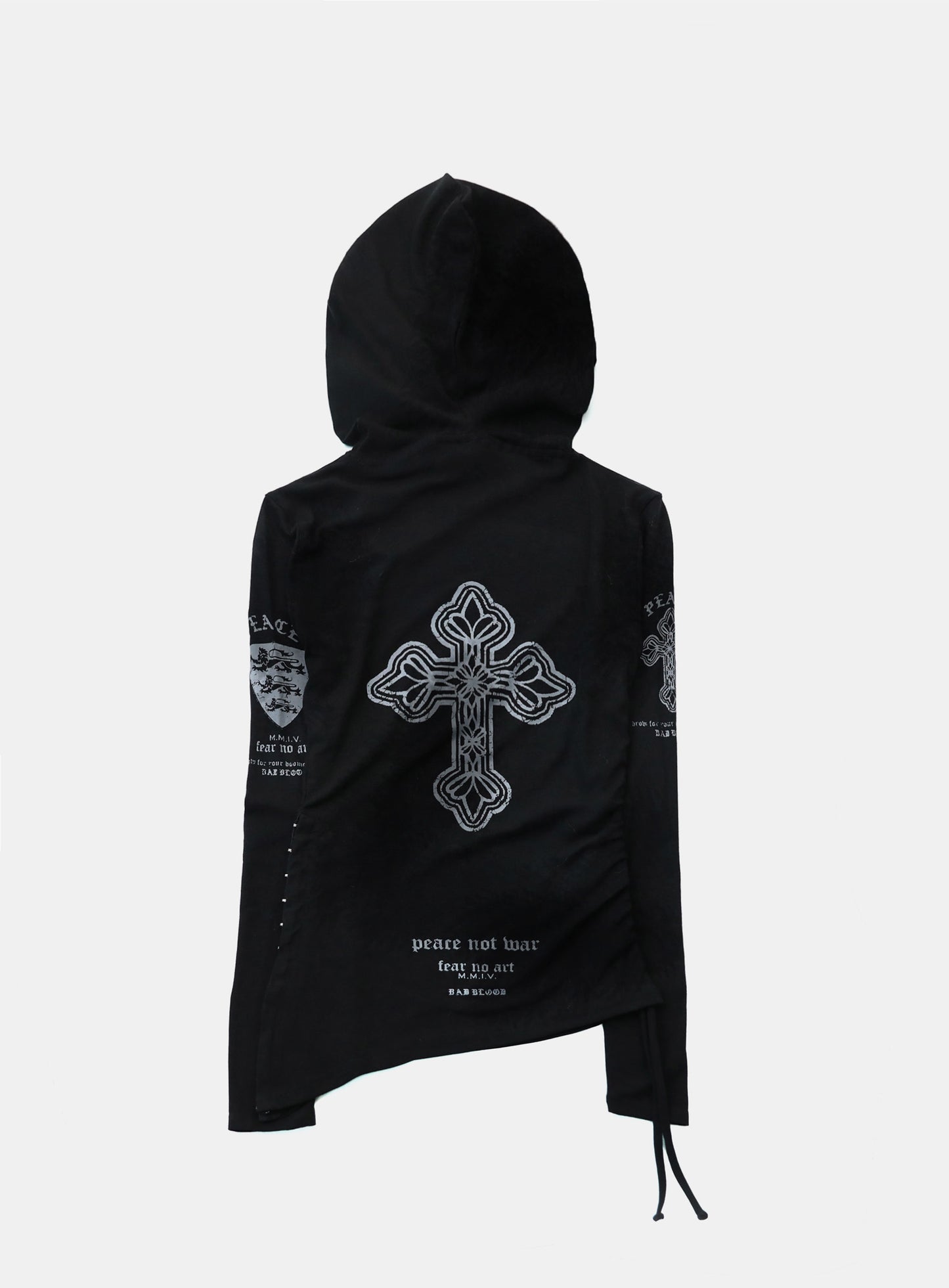 Peace Not War Slim Cutout Hoodie - Black