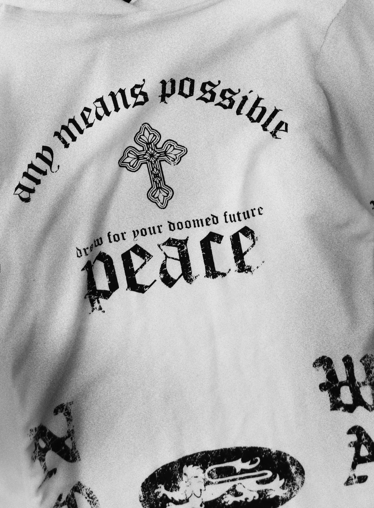 Peace Not War Slim Cutout Hoodie - White