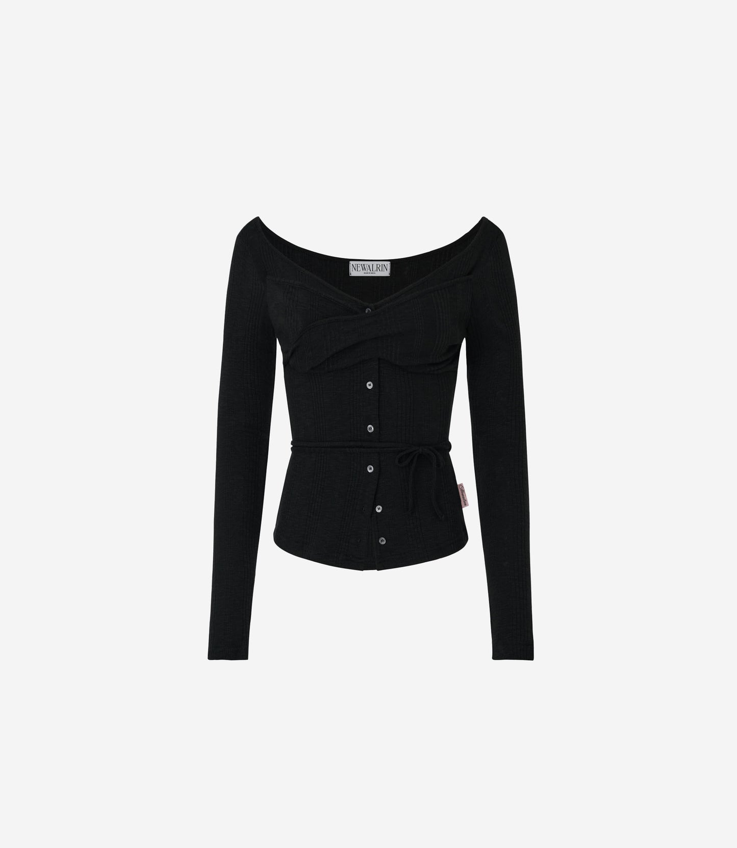 NEWALRIN ROSIE TWIST BOTTON TOP GREY/WHITE/BLACK/PINK