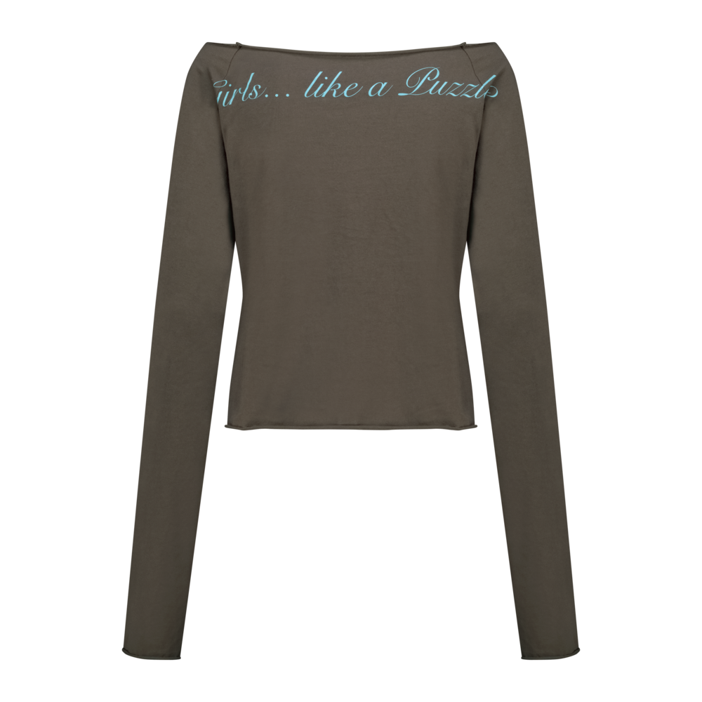 FAERIE CROSS HEART CUT OFF T SHIRT CREAM/PINK/BROWN [ILLIT WEARS]
