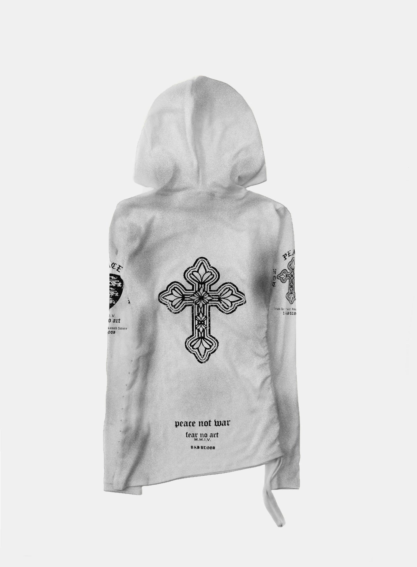 Peace Not War Slim Cutout Hoodie - White