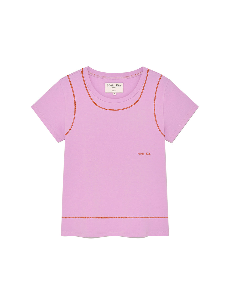 MATINKIM STITCH POINT SMALL LOGO TOP PINK