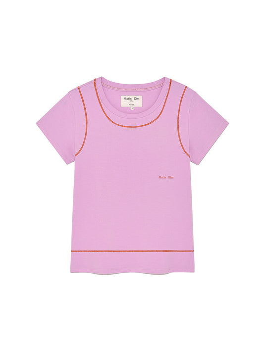 MATINKIM STITCH POINT SMALL LOGO TOP PINK