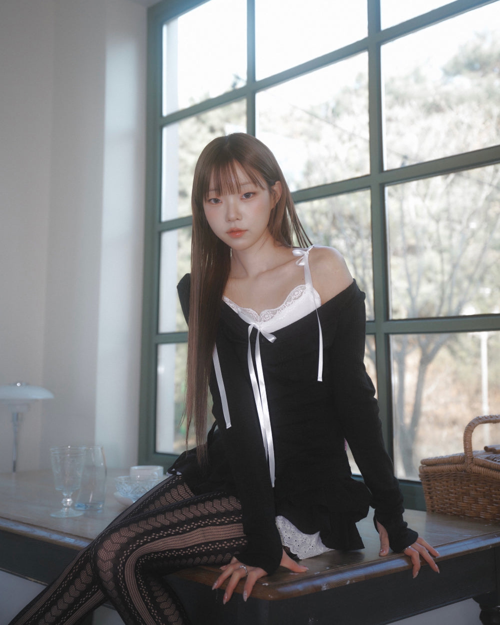 NEWALRIN ROSIE TWIST BOTTON TOP GREY/WHITE/BLACK/PINK