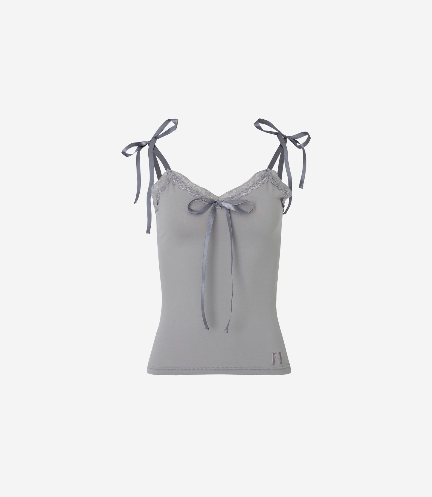 NEWALRIN RIBBON LACE SLEEVELESS TOP GREY/WHITE/BLACK