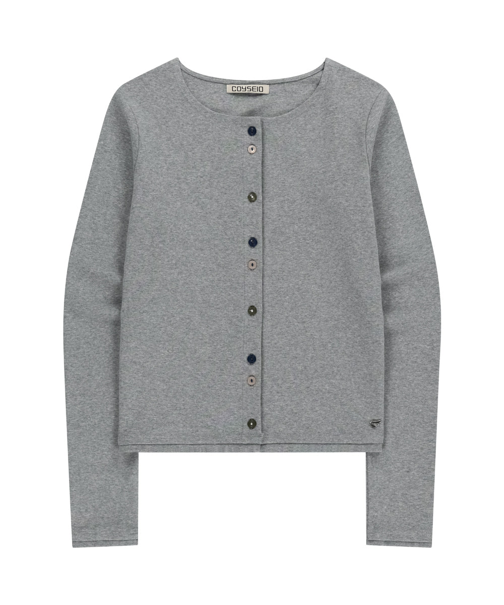 COYSEIO RAW EDGE CARDIGAN MELANGE GREY