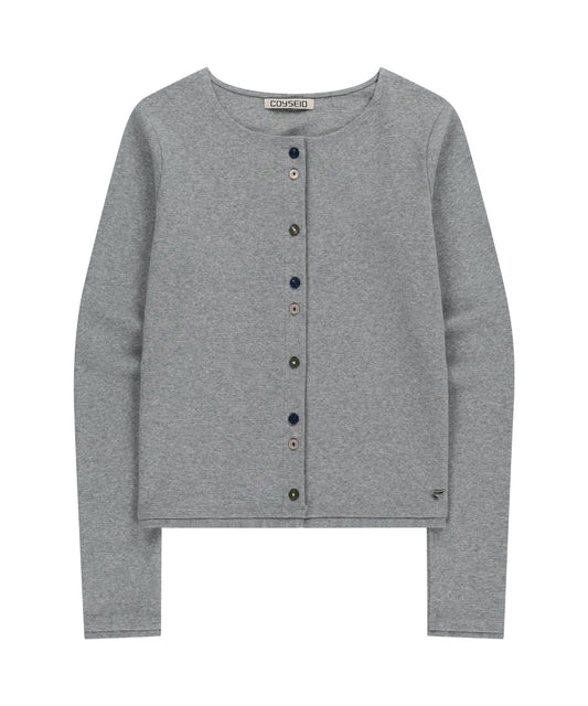 COYSEIO RAW EDGE CARDIGAN MELANGE GREY