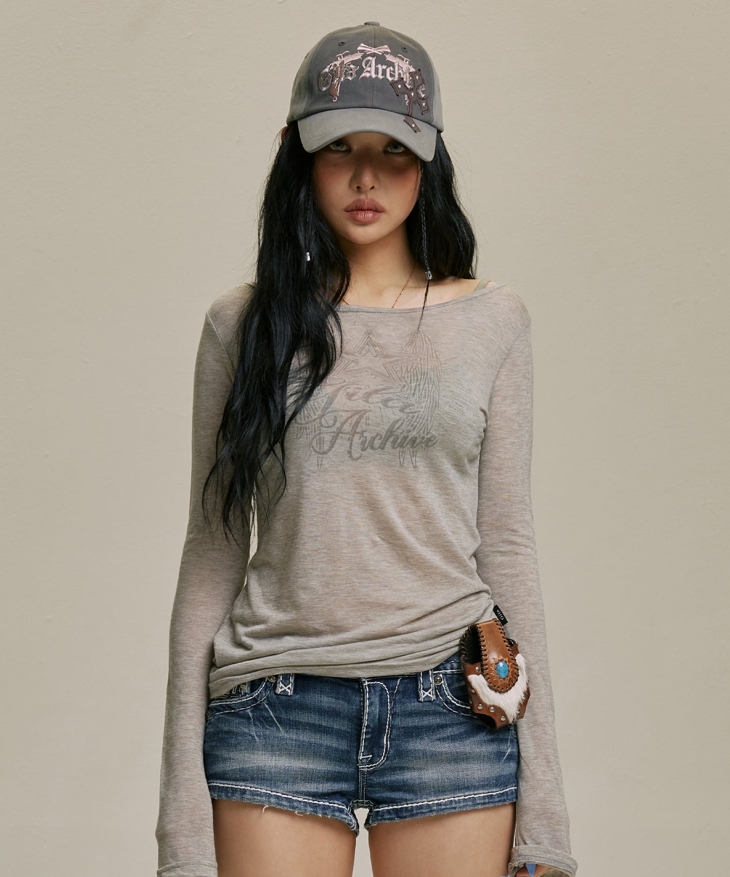 GILAARCHIVE STAR WING SHEER LONG SLEEVE GREY [NATTY WEARS]